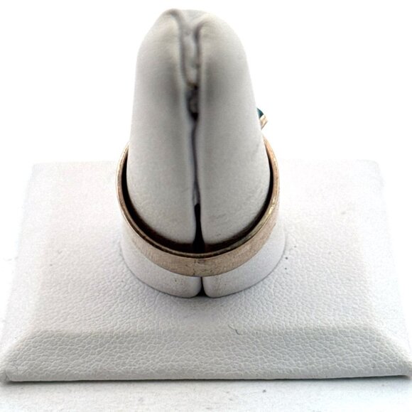 Estate Sterling Silver 925 Multi-Stone Inlay Ring Blue Green Orange Band Sz 8.5 - Picture 3 of 8